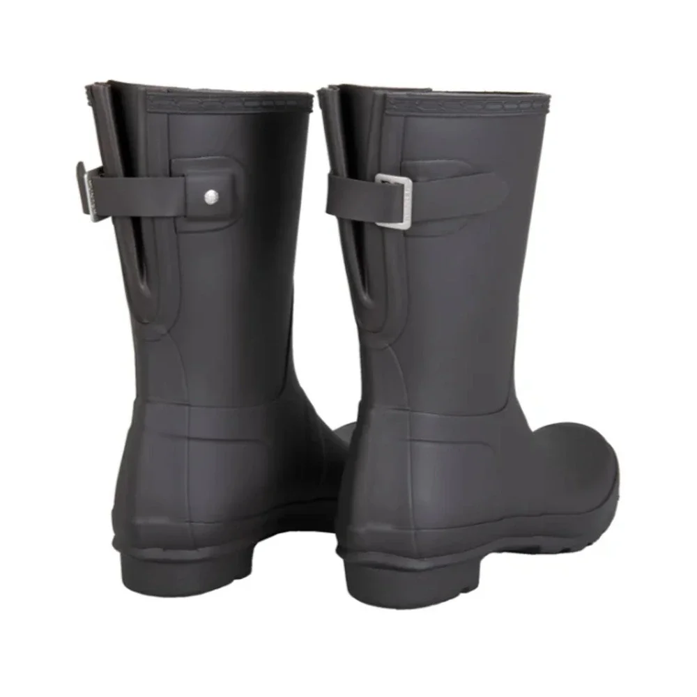 Hunter Women's Original Short Back Adjustable Rain Boot Black Size 10
